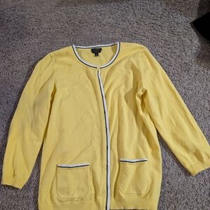 Yellow Cardigan with Black Trim